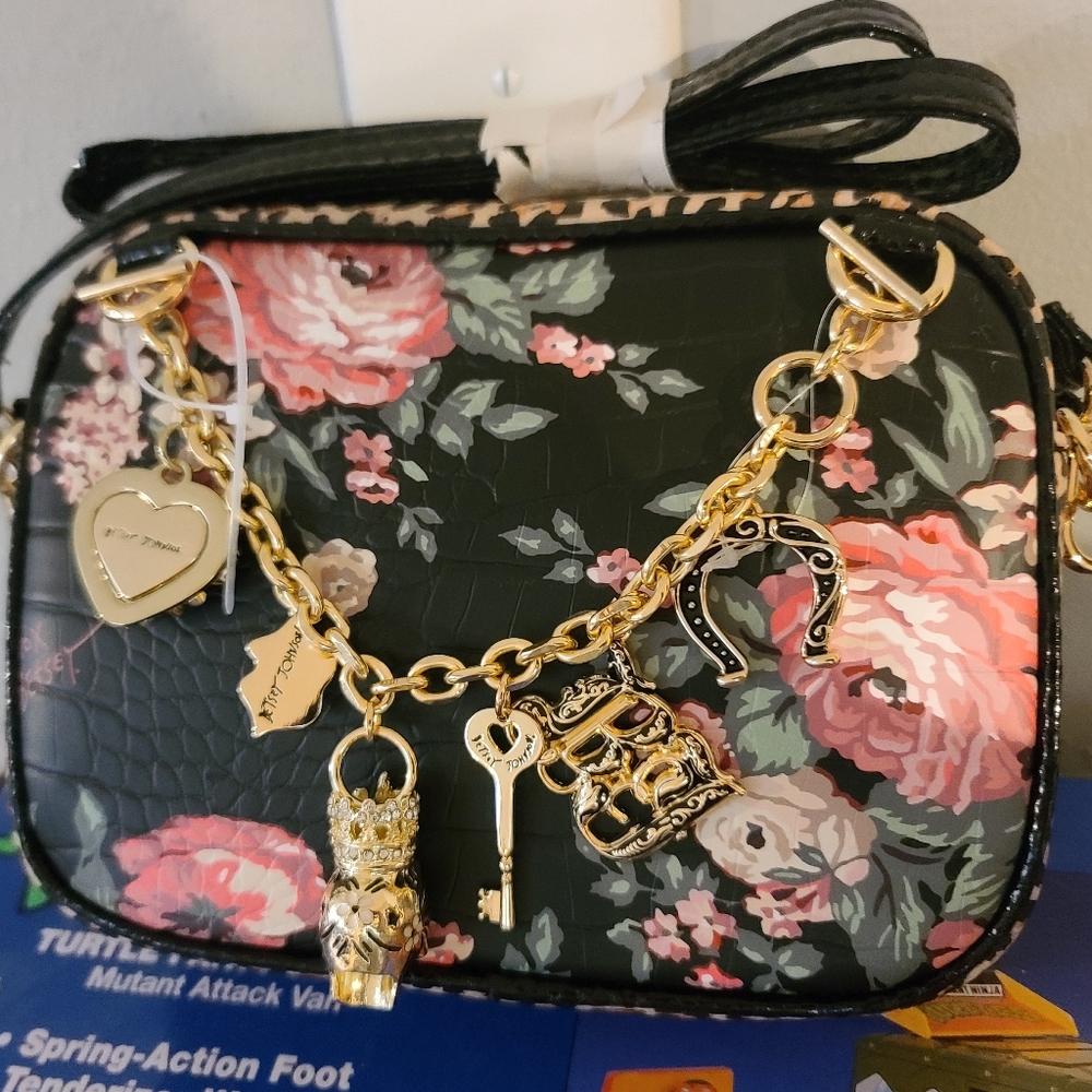Betsey Johnson Floral Leopard Crossbody Bag